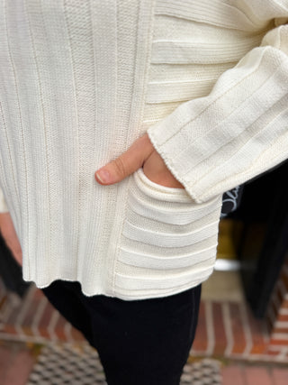 Olivia by Habitat Ivory Rib Pocket Pullover