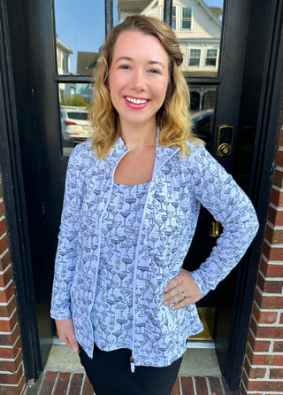 Lulu B White and Gold Cocktails Zip Jacket