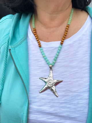 Beaded Starfish Necklace and Earring Set