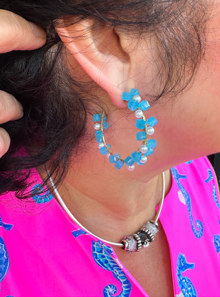 Turquoise Rock Candy Hoop Earrings