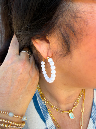 White Beaded Earrings
