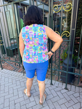 Beachtime by Lulu B Blue 10” Seersucker Short