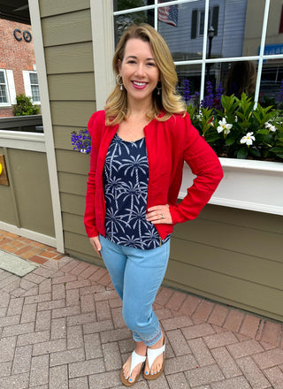 Lulu B Clear Light Denim Embroidered Stars and Stripes Pull on Jean Capri