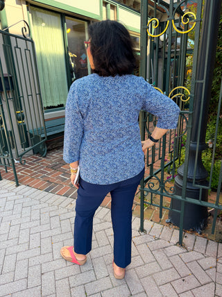 Bangladine by Lulu B Navy Pull-On Ankle Pant