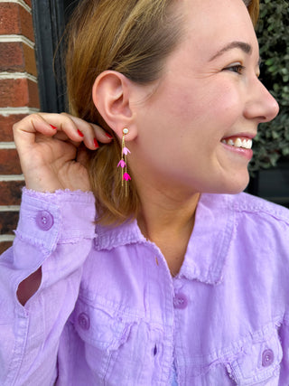 Pink Ombre Lily Bells Drop Earrings