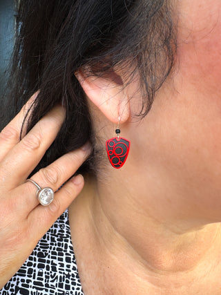 Adajio Circles Black and Red Earrings