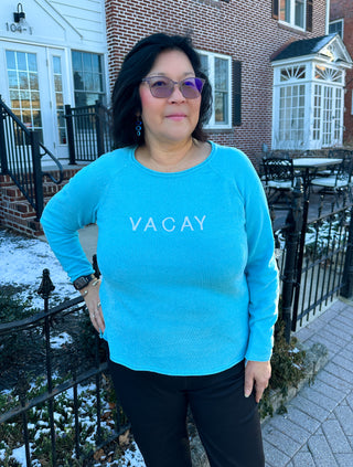 Lulu B Clear Turquoise Vacay Sweater