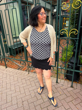 Beachtime by Lulu B Black Seersucker Scallop Skort