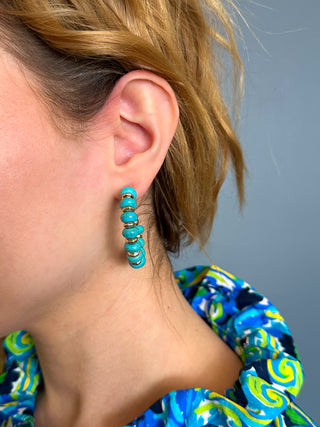 Beaded Turquoise Hoop Earrings