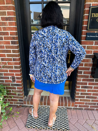 Lulu B Navy and Sand Vine Zip Jacket