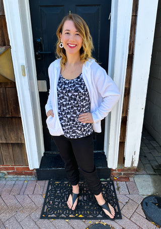 Lulu B Black and White Cocktails Basic Tank