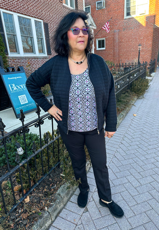 Beachtime by Lulu B Black Quilted Full Zip Jacket