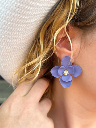 Purple Flower Post Earrings