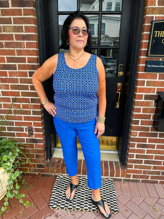 Lulu B Geometric Sapphire Print Basic Tank