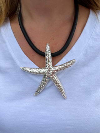 Black and Silver Starfish Necklace