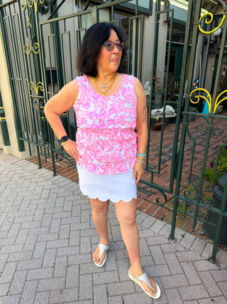 Lulu B Cha Cha Pink Corals Chevron Tank