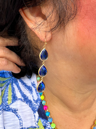 Tiered Royal Crystal Dangle Earrings