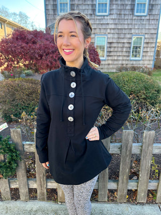 Lulu B Black Button Pullover