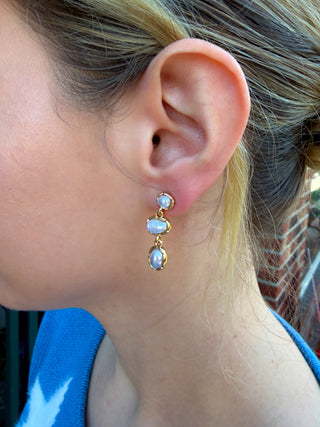Triple Pearl Dangle Earring