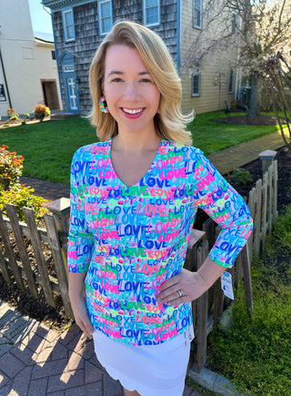 Beachtime by Lulu B Love Graffiti V-Neck Top