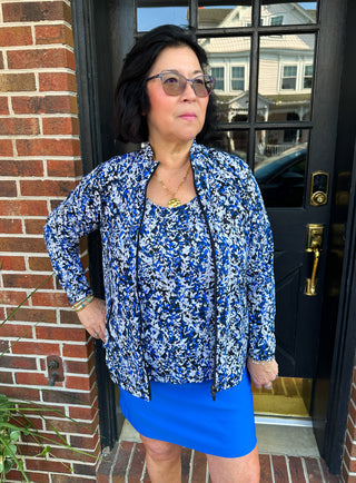 Lulu B Navy and Sand Vine Zip Jacket