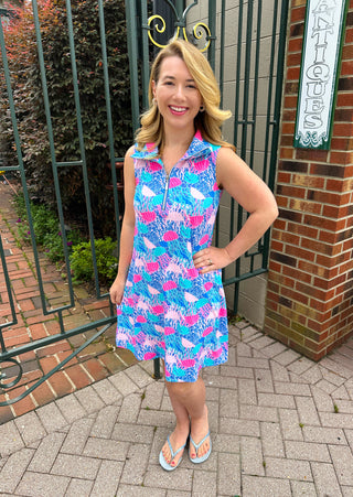Lulu B Jellyfish Sleeveless Zip Swing Dress