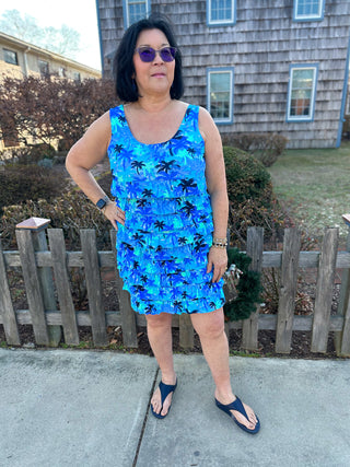 Lulu B Blue Palm Tree Cha Cha Dress Lulu B Blue Palm Tree Cha Cha Dress