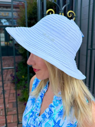Lulu B White Ribbon Fabric Sun Hat
