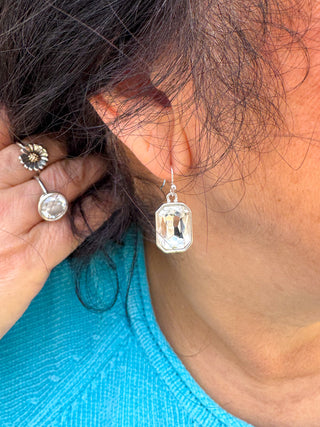 Clear Crystal Rectangle Earrings