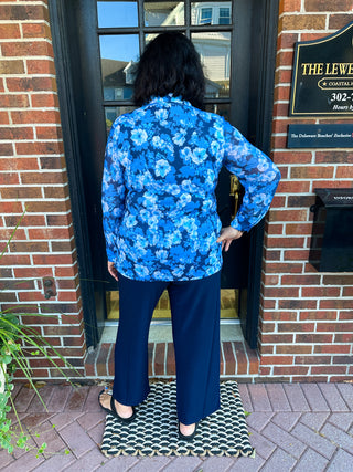 Tango Mango Blue Floral Button Down Blouse