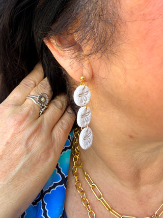 Cream Sand Dollar Clay Earrings