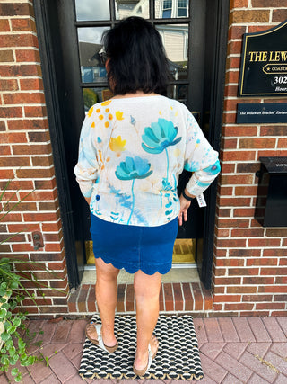 Lulu Scallop Dark Denim Skort