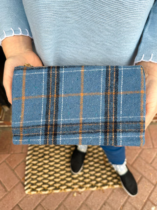 Riley Vegan Crossbody - Blue Plaid