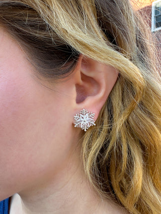 Silver Snowflake Stud Earrings