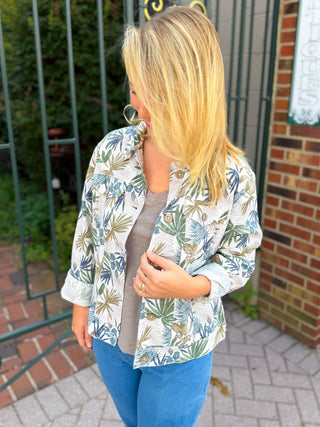 Island Escape Printed Linen Blend Jacket