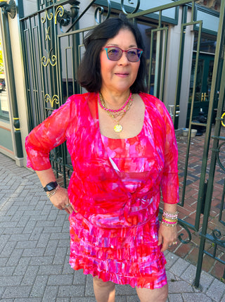 Tango Mango Sheer Mesh Electric Pink Bolero