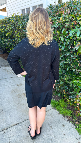 Lulu B Black Crystal Cardigan Sweater