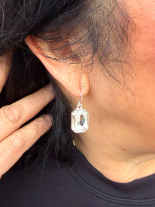 Clear Crystal Rectangle Earrings