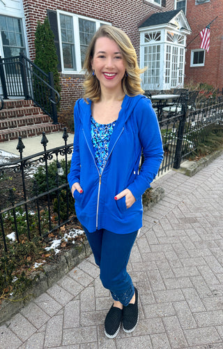 Lulu B Dark Blue Vine Basic Tank