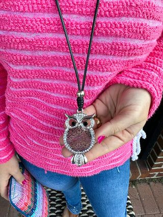 Silver Studded Owl Necklace