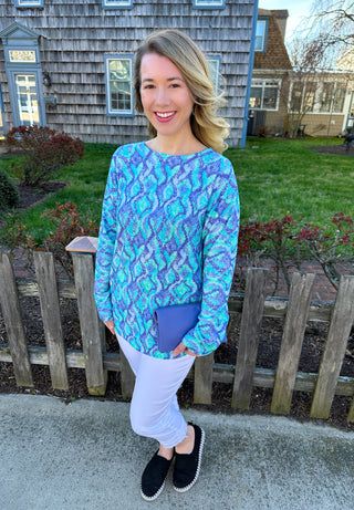 Lulu B Blue Snake Cashmere Feel Sweater