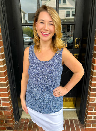 Lulu B Blue Animal Print Basic Tank