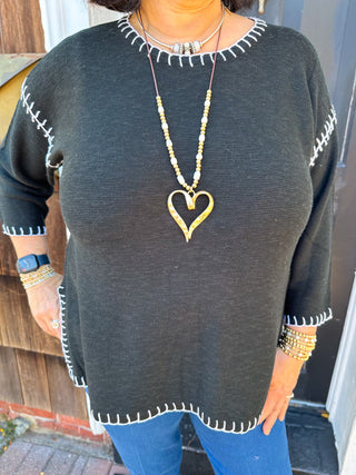 Brushed Gold Heart Necklace