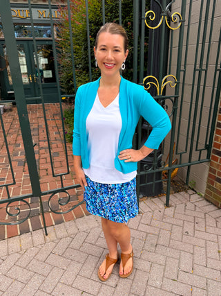 Lulu B Dark Blue Vines UPF 50+ Zip Skort