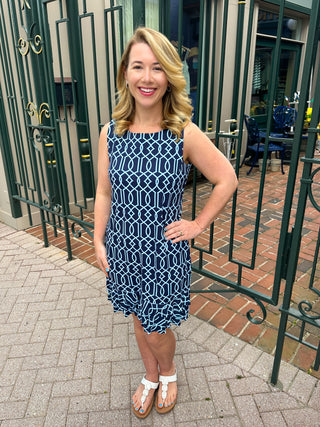 Lulu B Coastal Lattice Dress with Ruffle Bottom