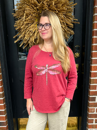 Escape by Habitat Garnet Dragonflies High Low Cotton Tee