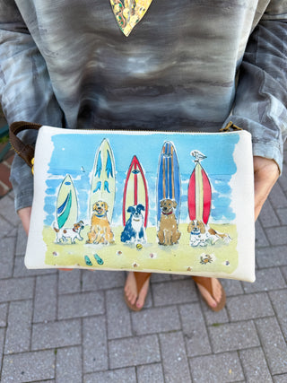Dog and Surfboards Crossbody Bag
