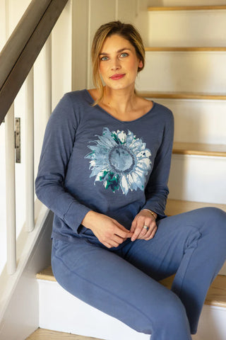 Escape by Habitat Denim Sunflower Laid Back V-neck Top