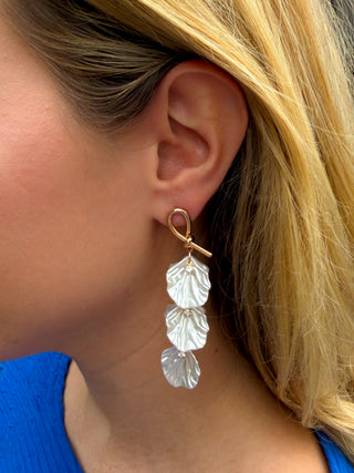 Gold and Pearl Shell Dangle Earrings