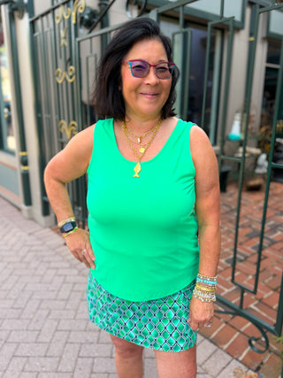 Lulu B Clear Kelly UPF 50+ Scoop Neck Tank